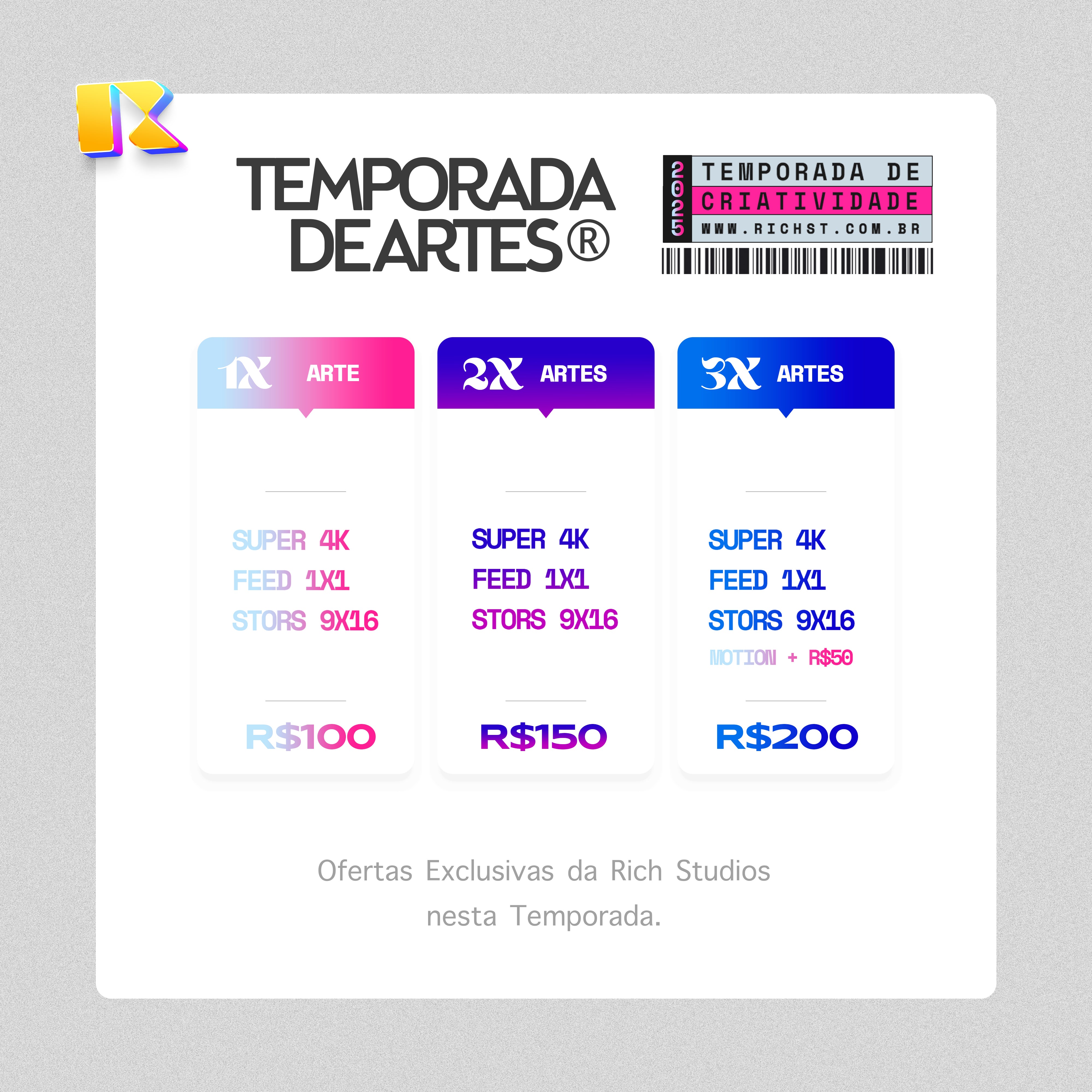 🎨 TEMPORADA DE ARTES® — Edição Especial Rich Studio